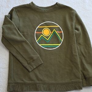 Cat & Jack Olive Green Graphic Crewneck Sweatshirt with Sun & Mountain Design